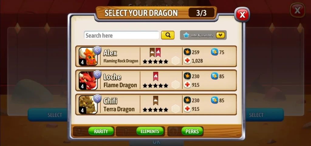 Select dragons  your dragons 