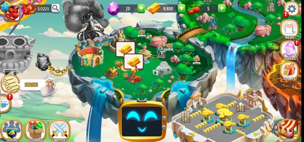 ragon-City-Mod-APK-v26.12.0-home-island-with-arena-flame-habitat-and-tutorial-guide.