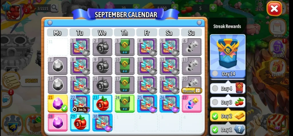 Dragon-City-September-2026-daily-streak-calendar-with-Day-14-chest