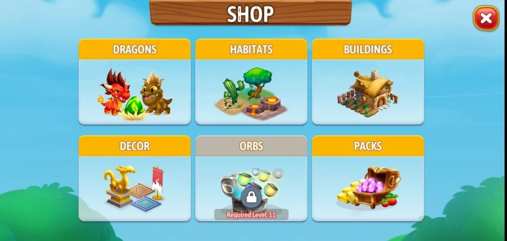 Dragon-City-shop-categories-with-Orbs-locked-until-Level